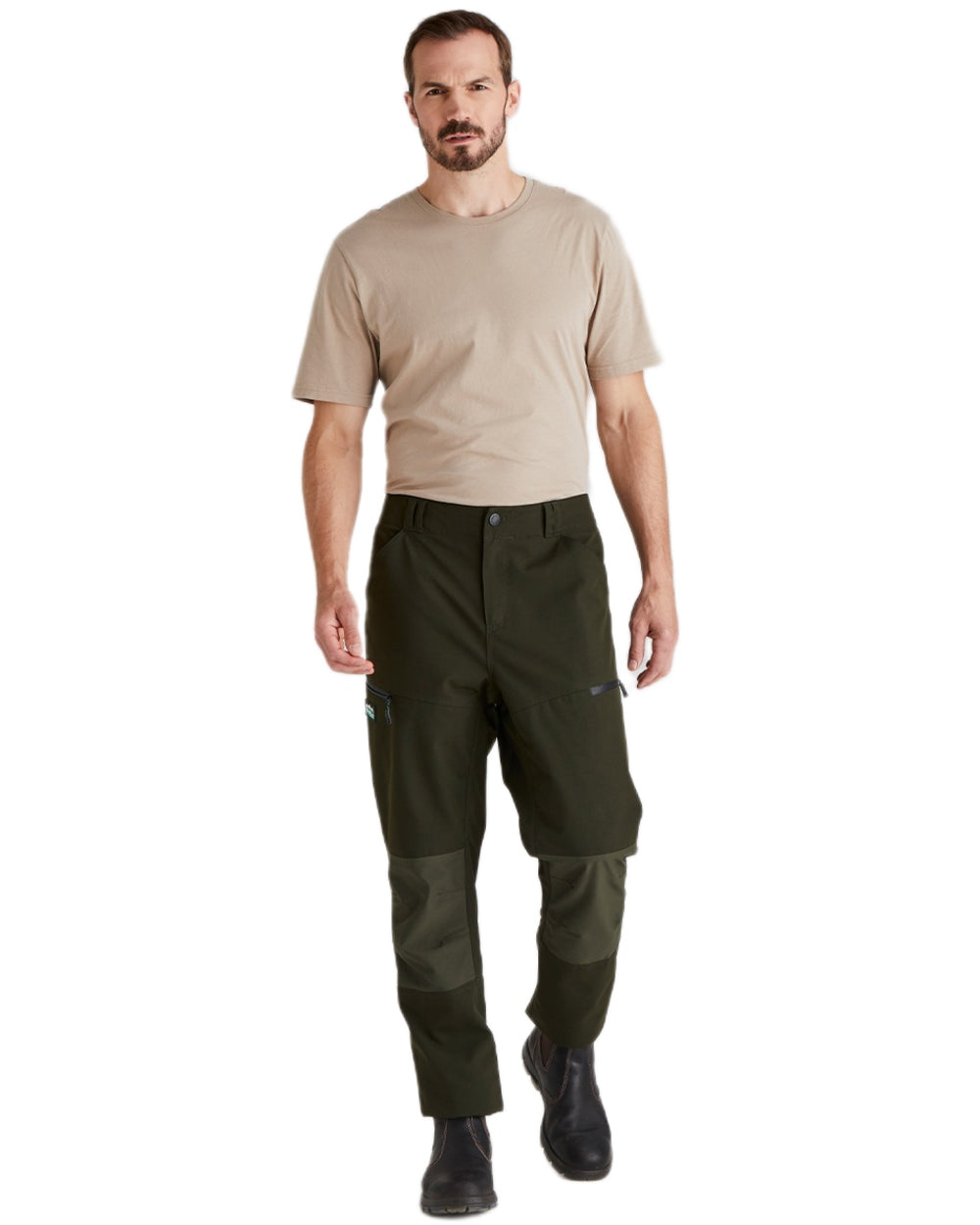 Deep Forest coloured Ridgeline Mens Cambrian Trousers on white background 