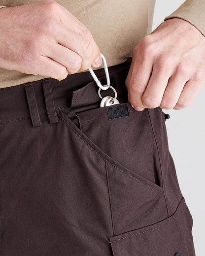 Deep Bark coloured Ridgeline Mens Grafter Trousers on grey background 