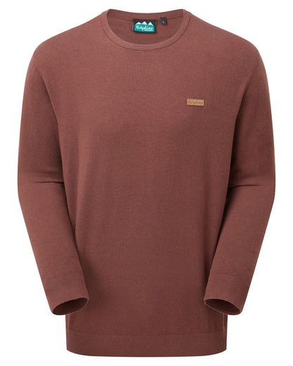 Oxblood coloured Ridgeline Mens Hartland Crew Knit Jumper on white background 