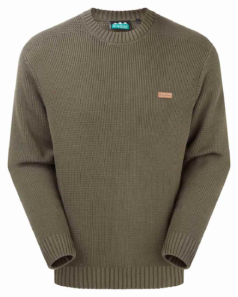Moss coloured Ridgeline Mens Journeyman Knit Jumper on white background 