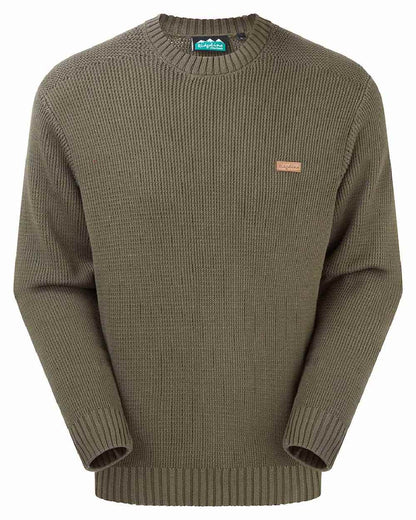 Moss coloured Ridgeline Mens Journeyman Knit Jumper on white background 
