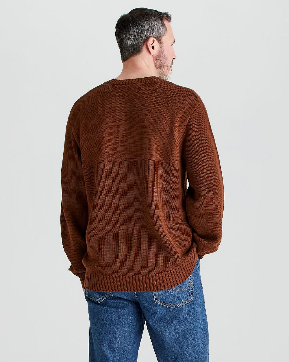 Nutmeg coloured Ridgeline Mens Journeyman Knit Jumper on grey background 