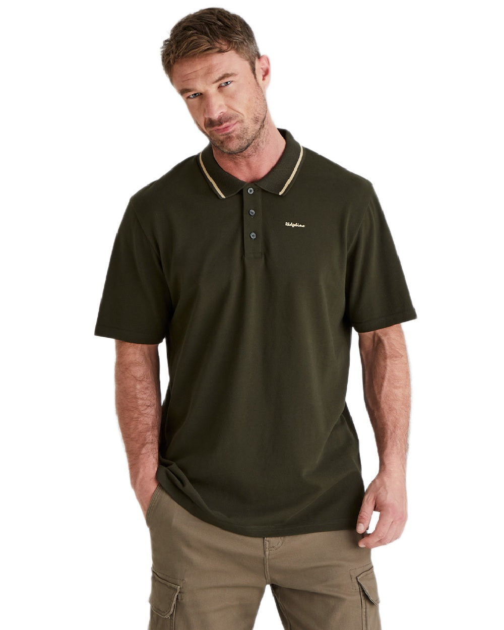 Deep Forest Coloured Ridgeline Mens Kilworth Polo Shirt on white background 