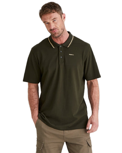 Deep Forest Coloured Ridgeline Mens Kilworth Polo Shirt on white background 