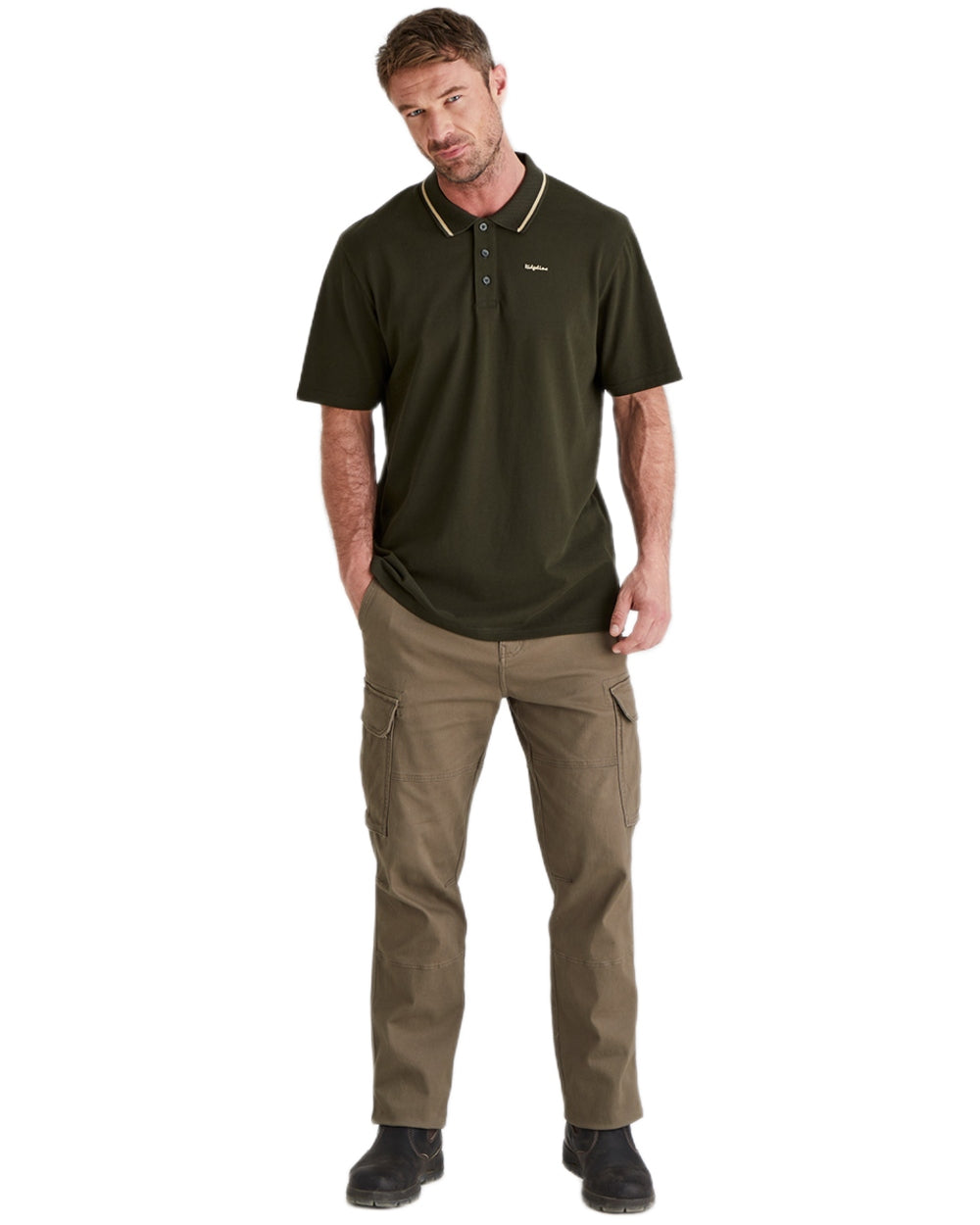 Deep Forest Coloured Ridgeline Mens Kilworth Polo Shirt on white background 