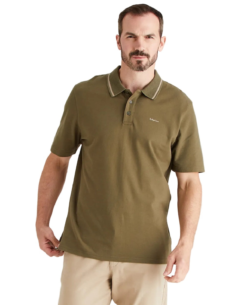 Ivy Green Coloured Ridgeline Mens Kilworth Polo Shirt on white background 