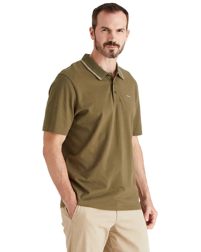 Ivy Green Coloured Ridgeline Mens Kilworth Polo Shirt on white background 