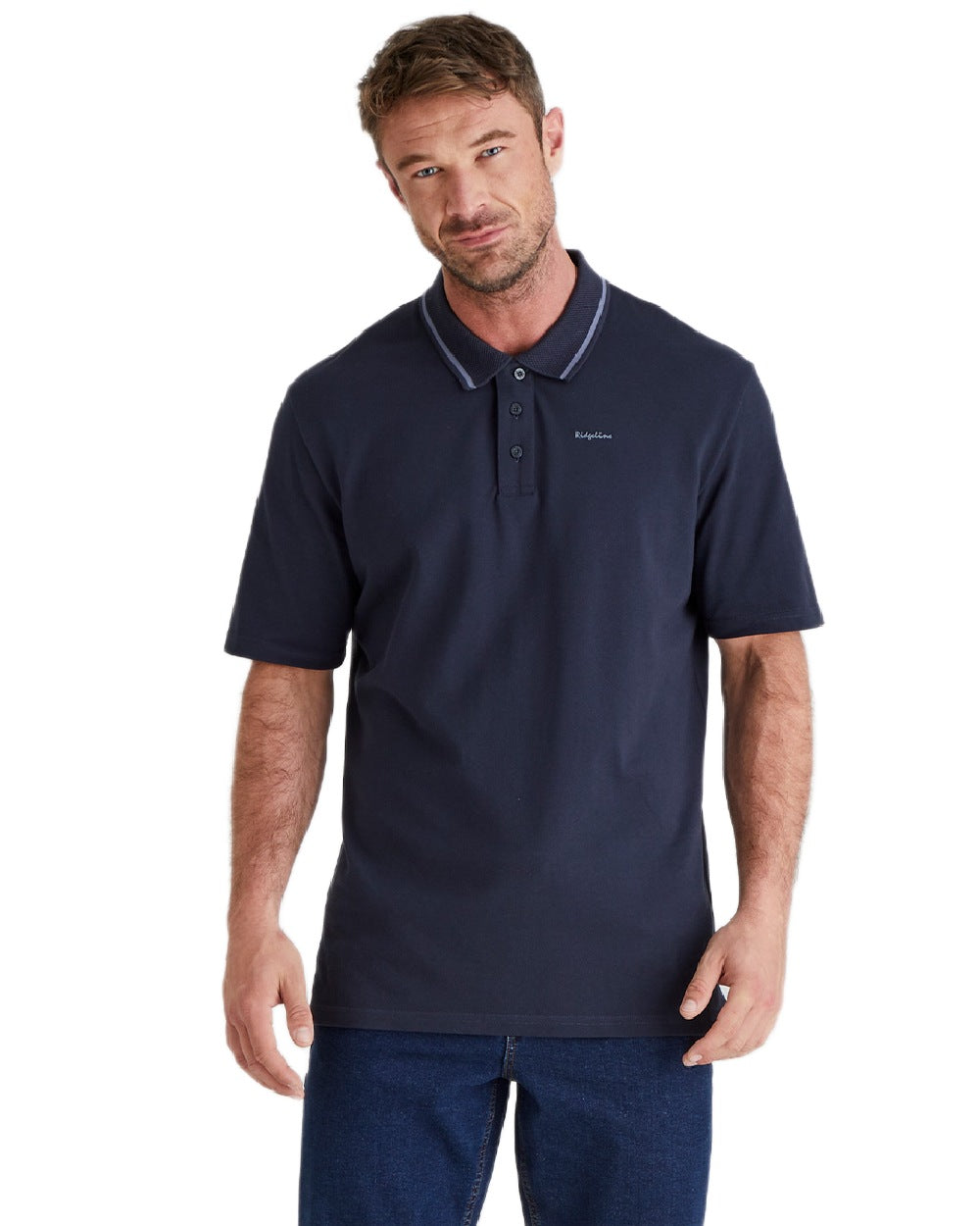 Navy Coloured Ridgeline Mens Kilworth Polo Shirt on white background 
