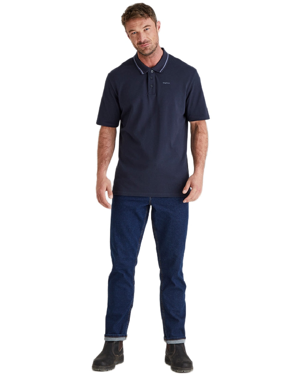 Navy Coloured Ridgeline Mens Kilworth Polo Shirt on white background 
