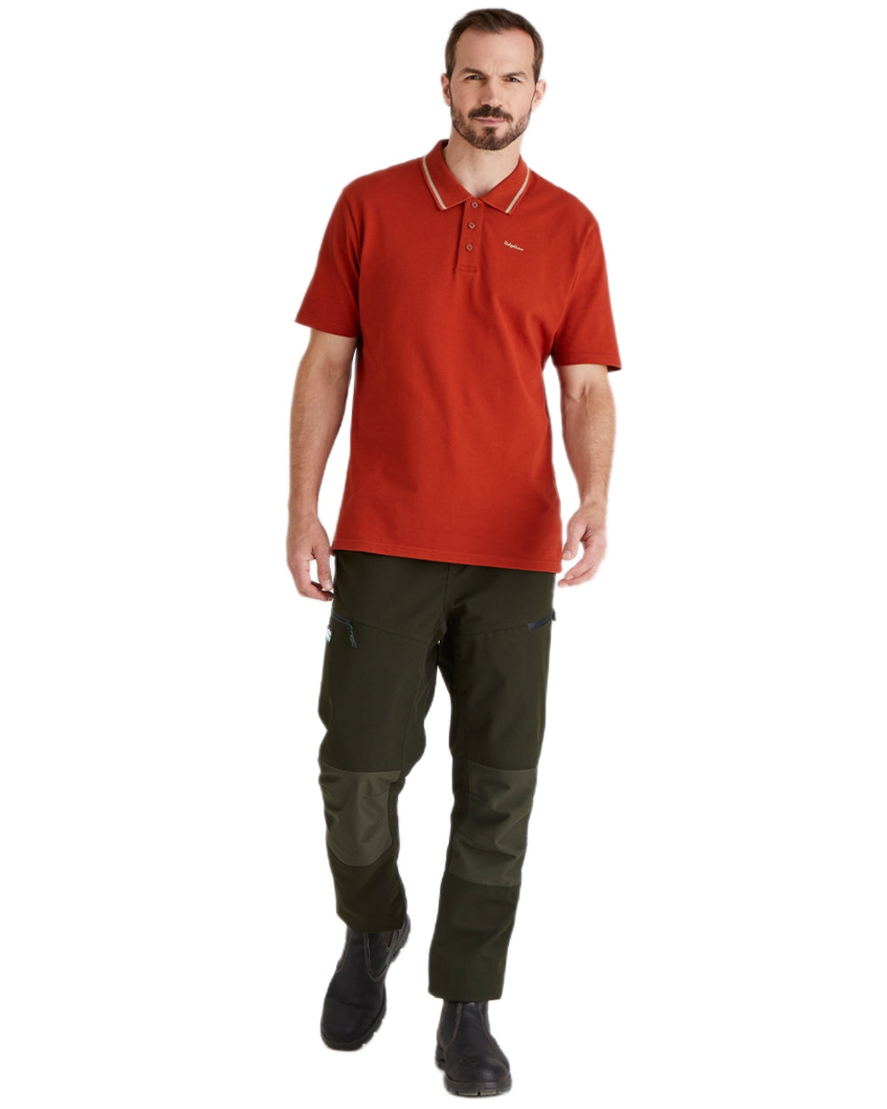 Russet Coloured Ridgeline Mens Kilworth Polo Shirt on white background 
