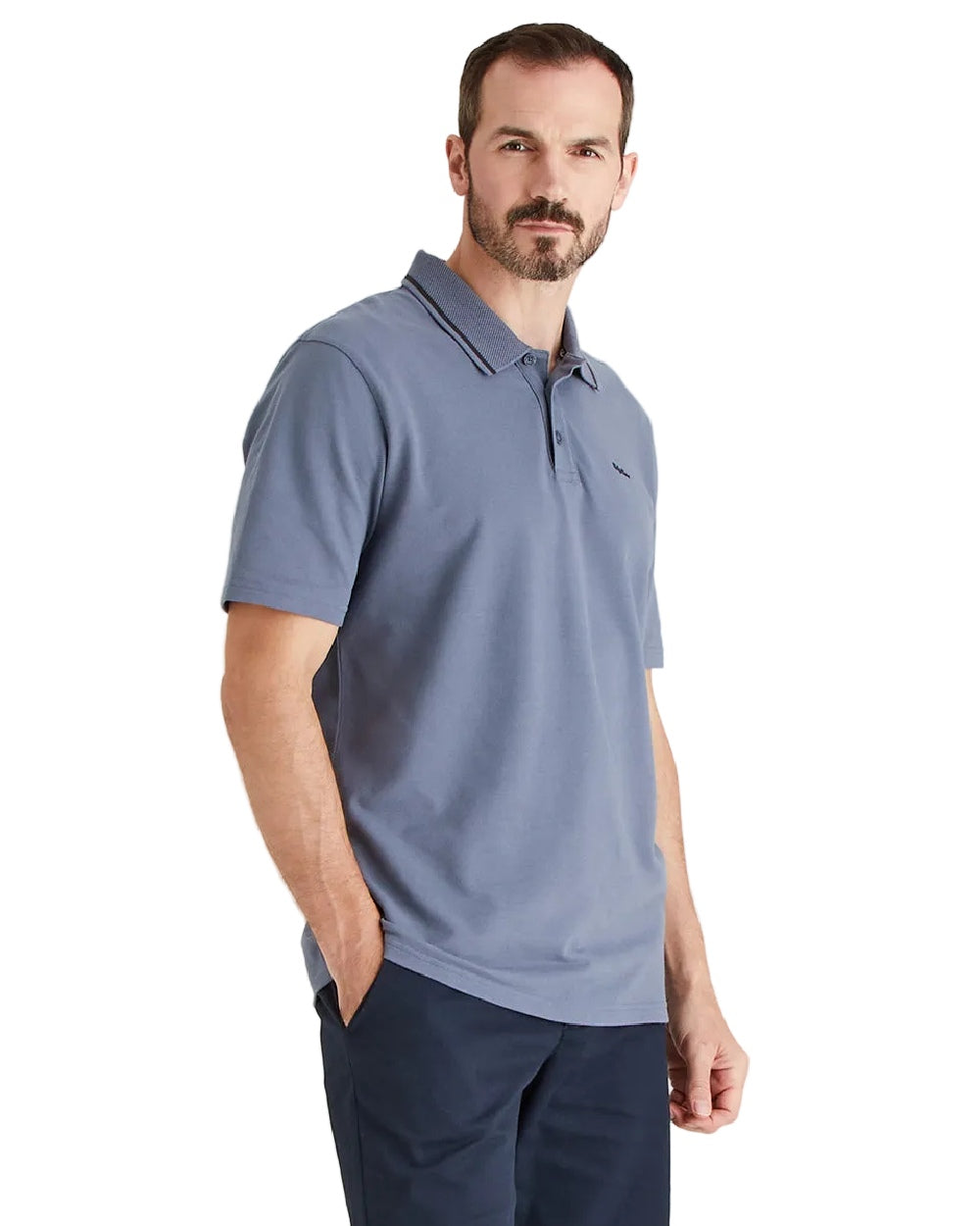 Storm Coloured Ridgeline Mens Kilworth Polo Shirt on white background 