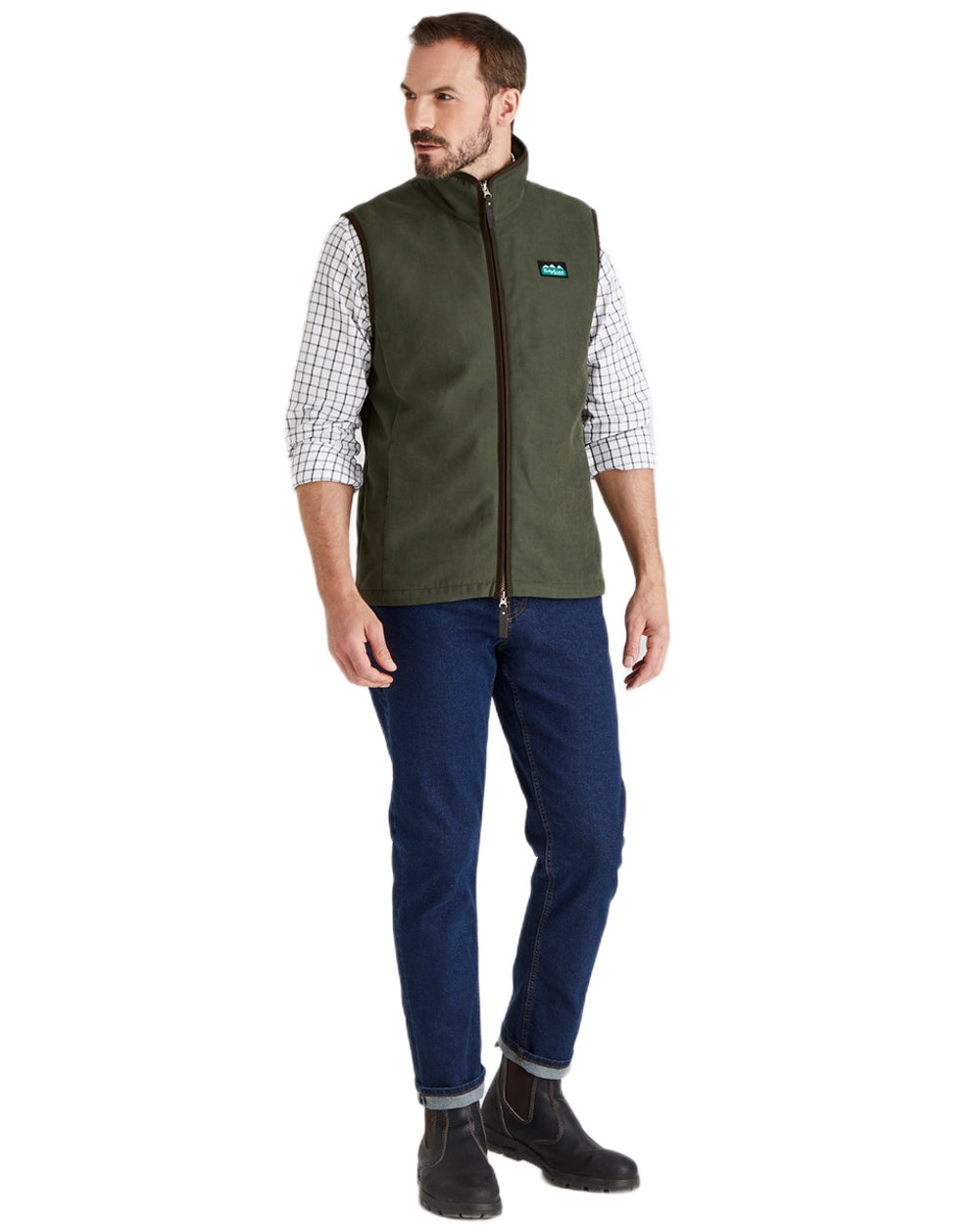 Deep Forest coloured Ridgeline Mens Monarch Gilet on white background 