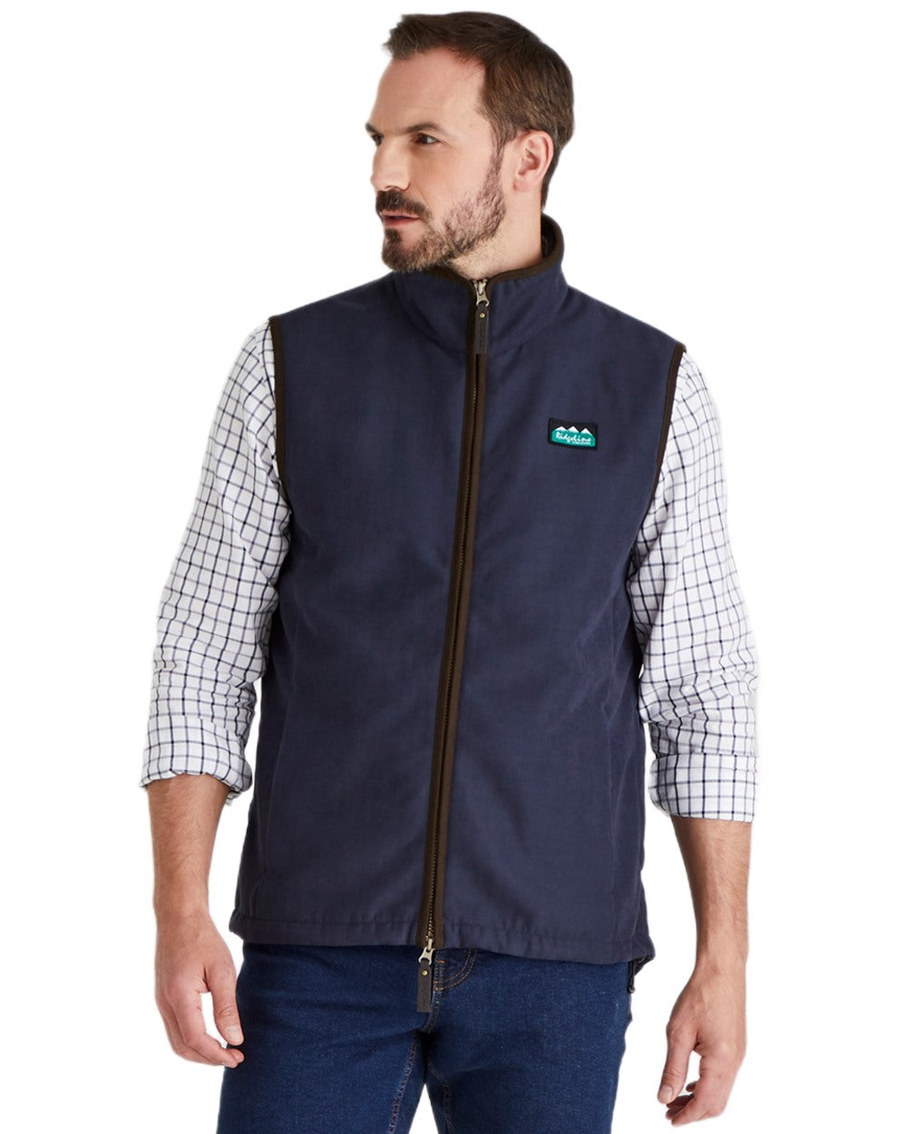 Navy coloured Ridgeline Mens Monarch Gilet on white background 