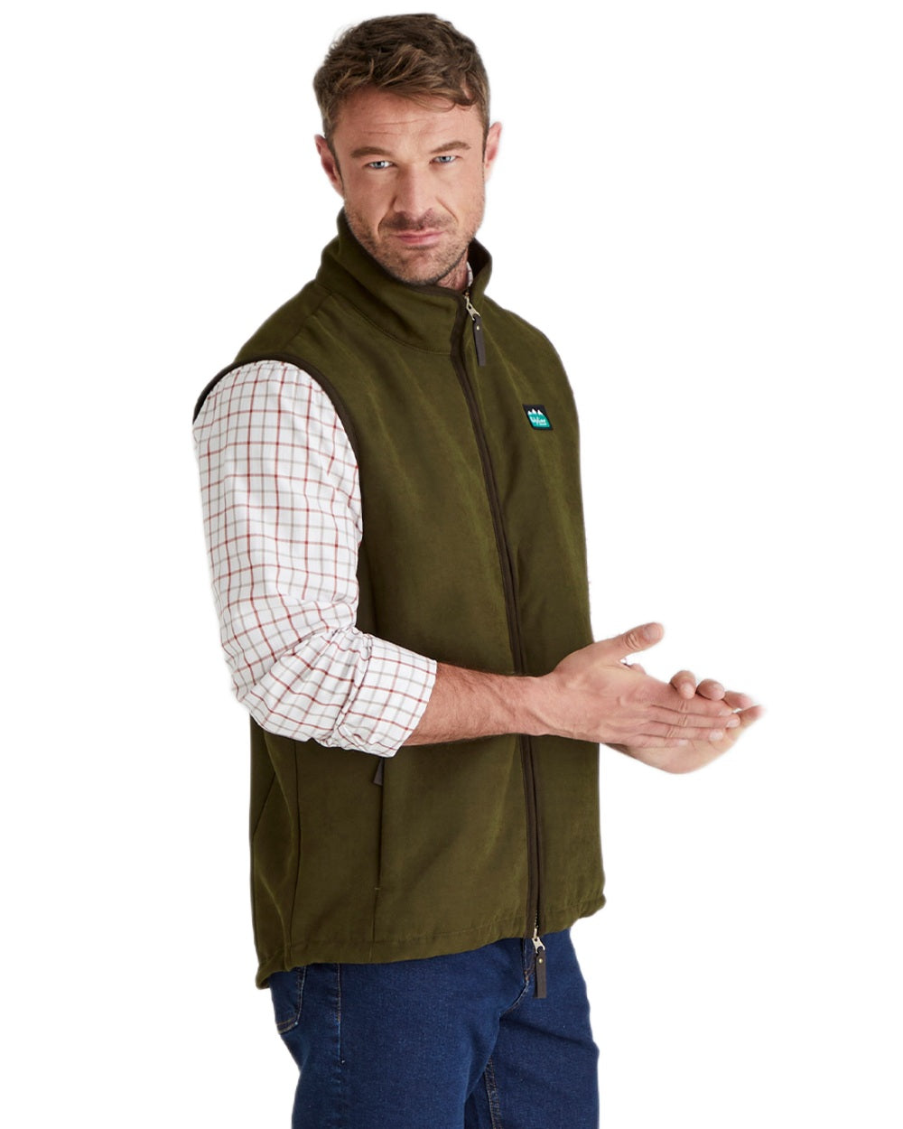 Teak coloured Ridgeline Mens Monarch Gilet on white background 