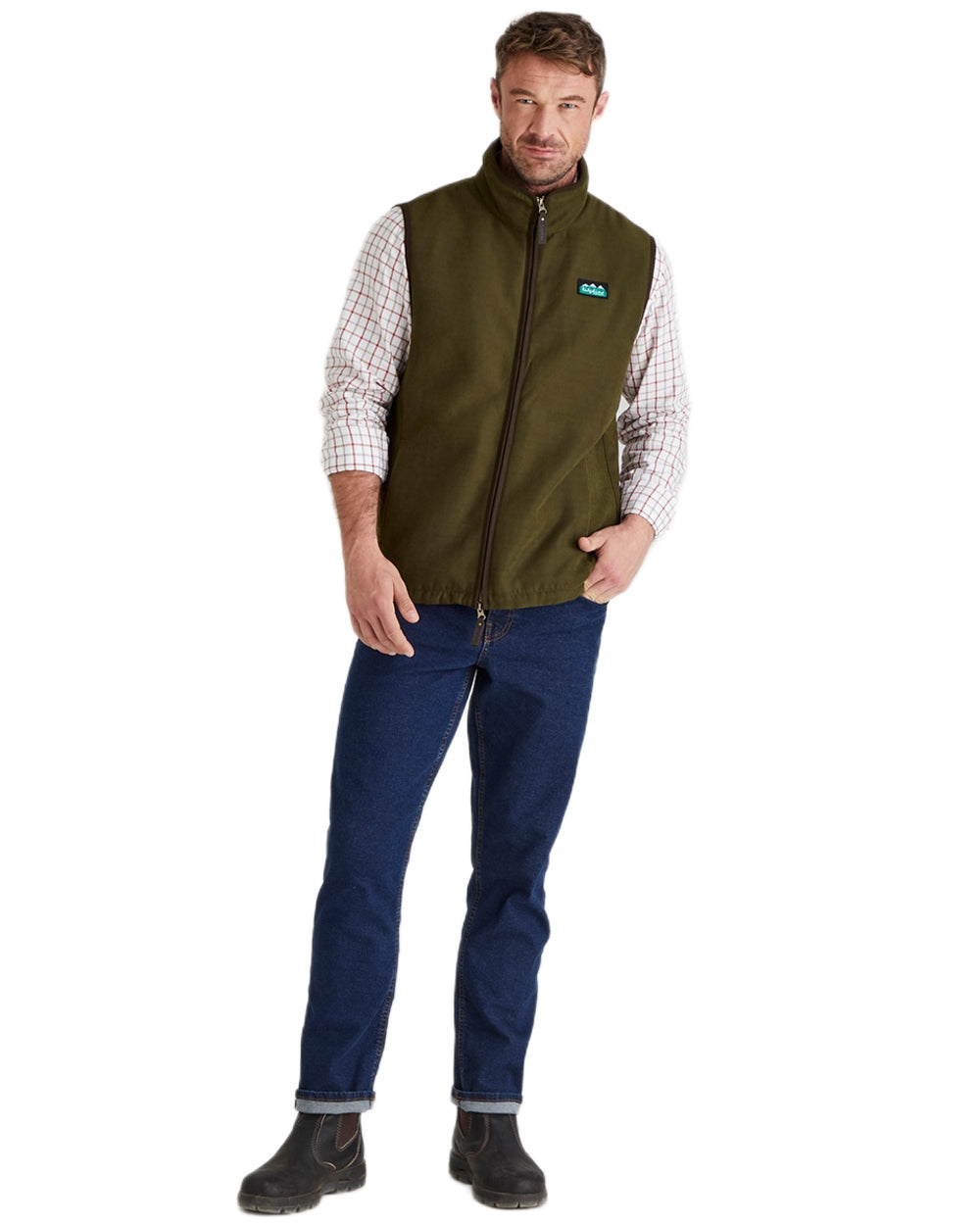 Teak coloured Ridgeline Mens Monarch Gilet on white background 