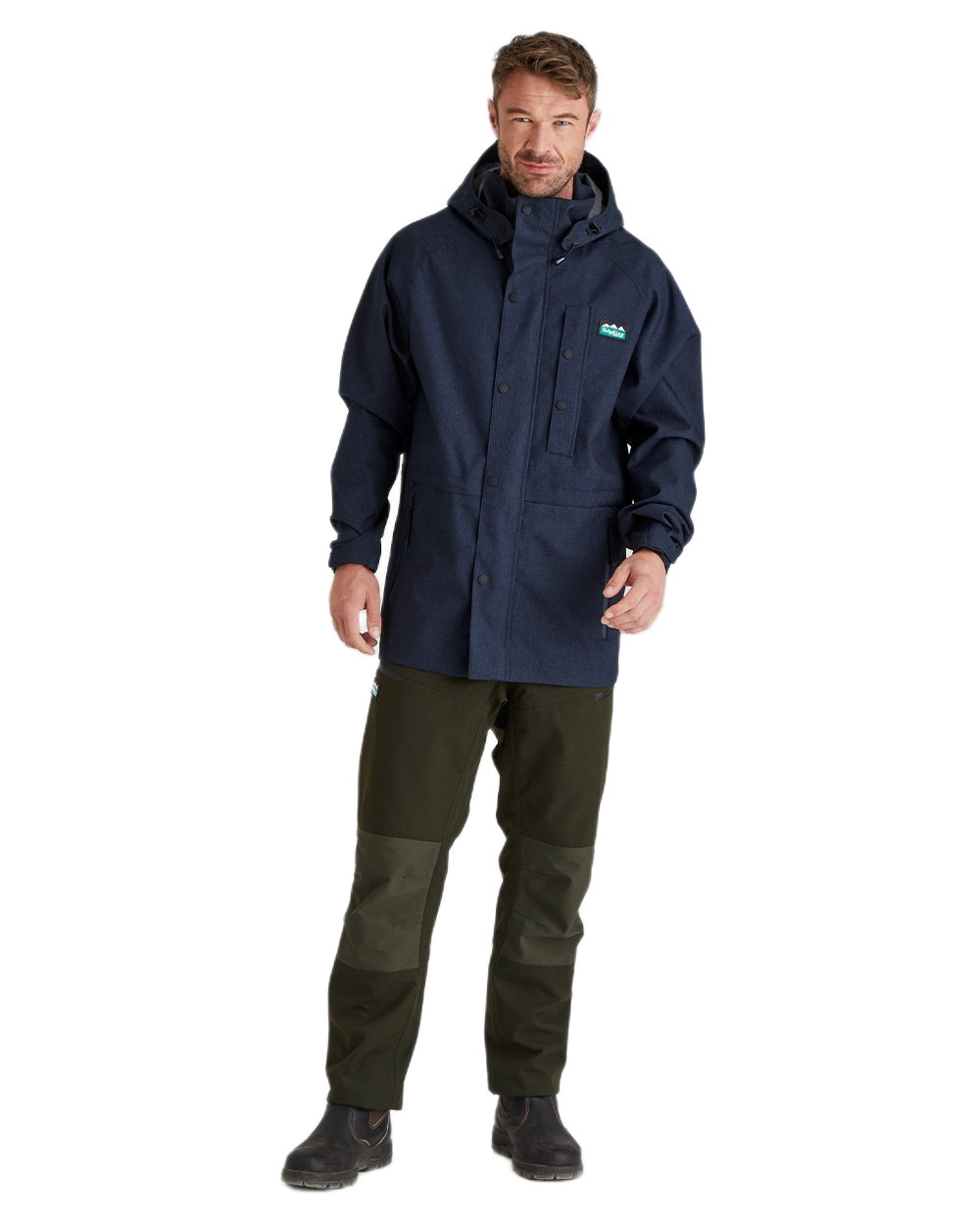 Navy Marl coloured Ridgeline Mens Monsoon Light Jacket on white background 