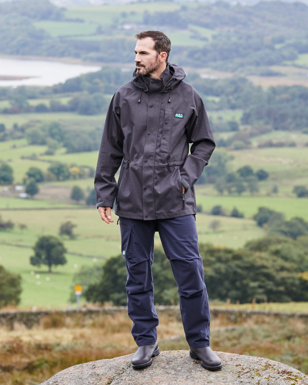 Shale Coloured Ridgeline Mens Monsoon Light Jacket on outdoor background 