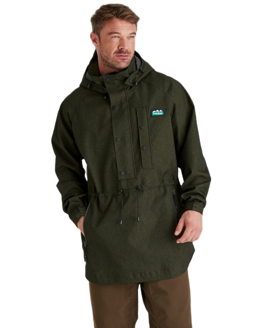 Deep Forest Marl coloured Ridgeline Mens Monsoon Light Smock on white background 