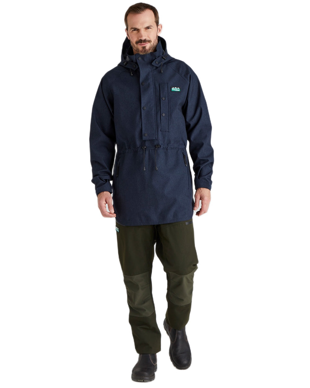Navy Marl coloured Ridgeline Mens Monsoon Light Smock on white background 