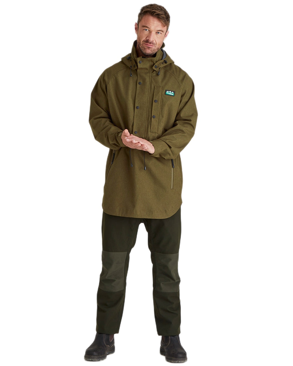 Teak coloured Ridgeline Mens Monsoon Light Smock on white background 