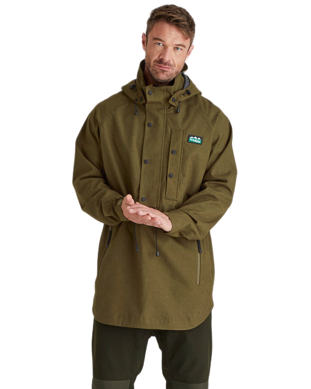 Teak coloured Ridgeline Mens Monsoon Light Smock on white background 