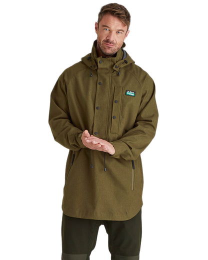 Teak coloured Ridgeline Mens Monsoon Light Smock on white background 