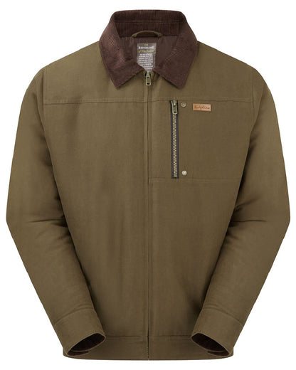 Moody Teak coloured Ridgeline Mens Montana Work Coat on white background 