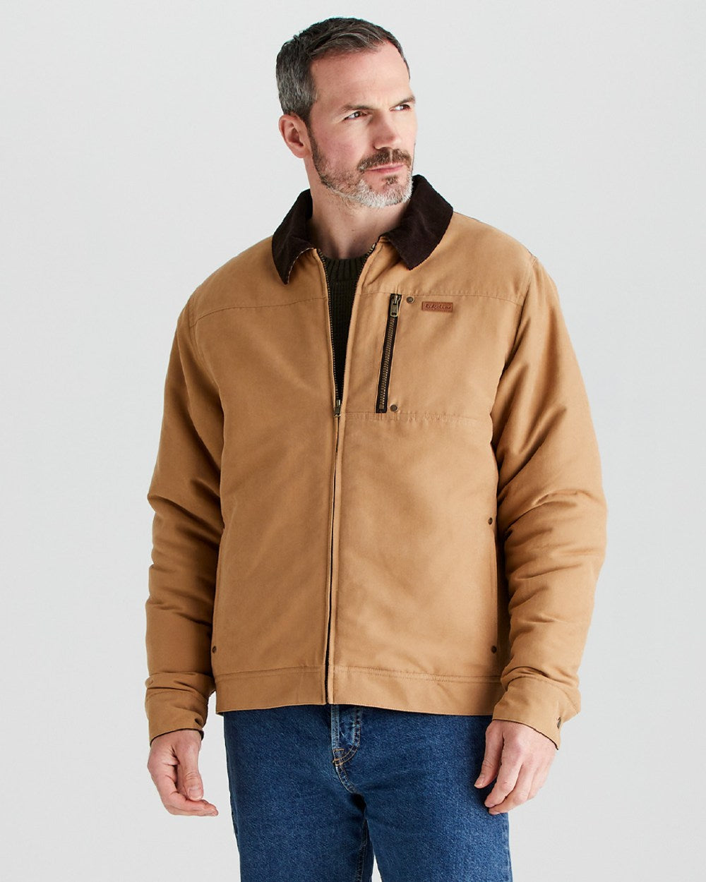 Sienna coloured Ridgeline Mens Montana Work Coat on grey background 