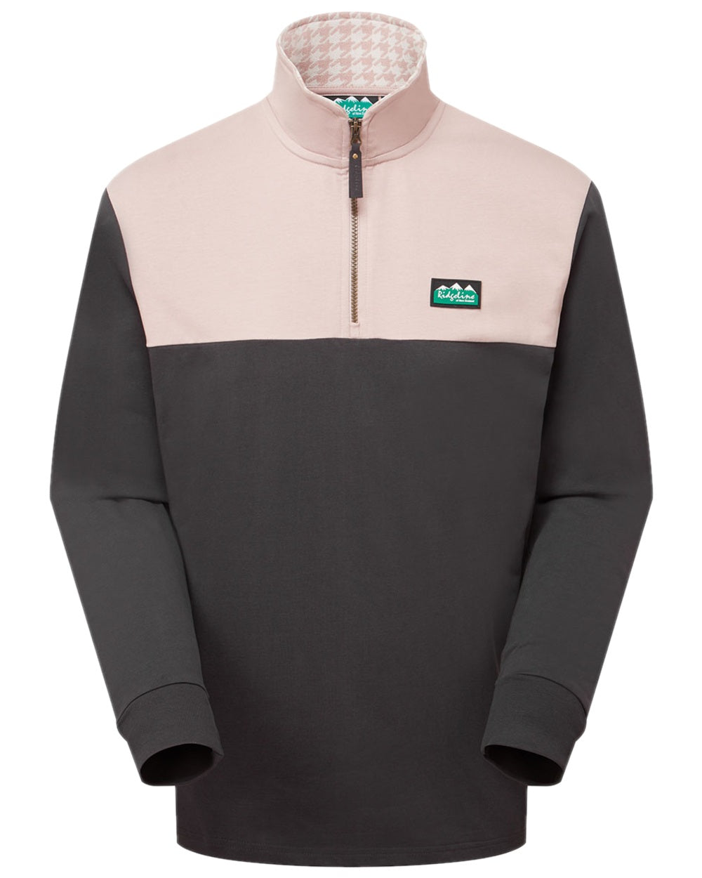 Shale Multi Coloured Ridgeline Mens Salthouse Quarter Zip Top on white background 