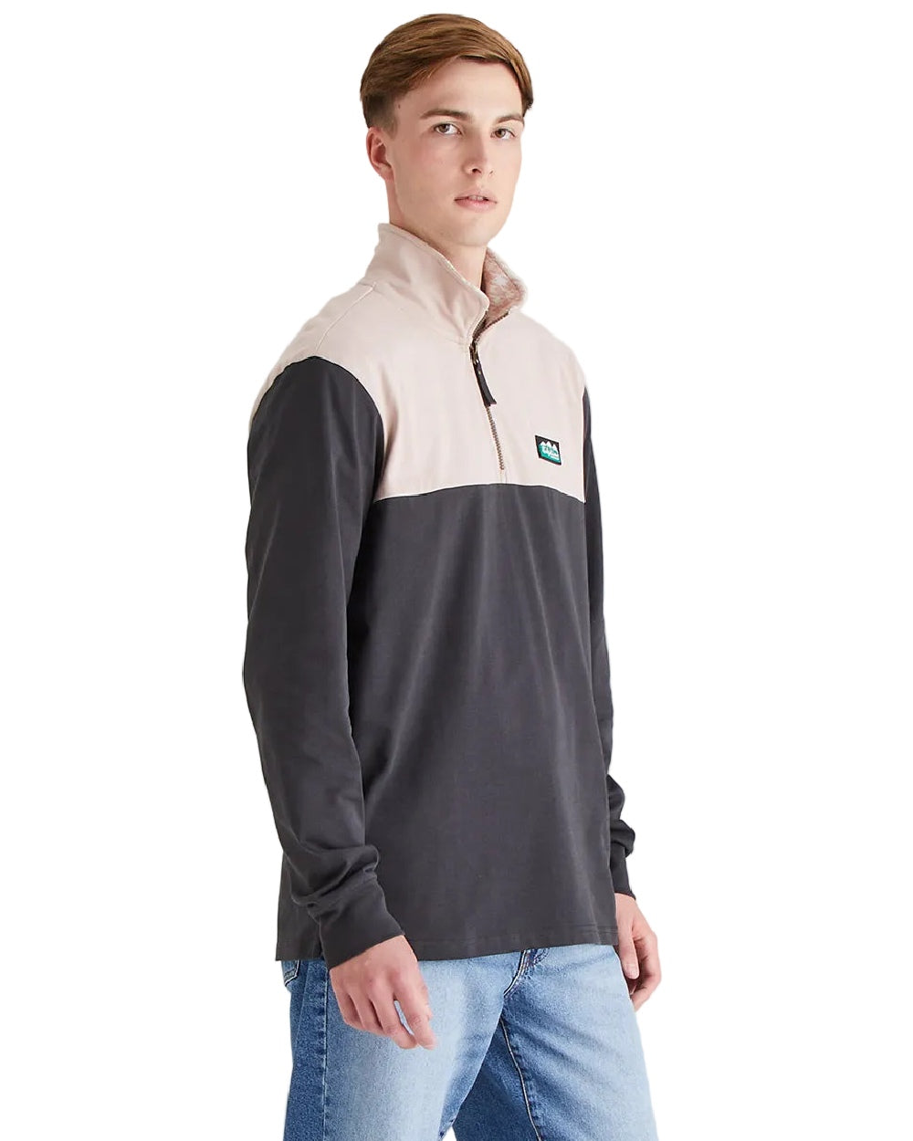 Shale Multi Coloured Ridgeline Mens Salthouse Quarter Zip Top on white background 
