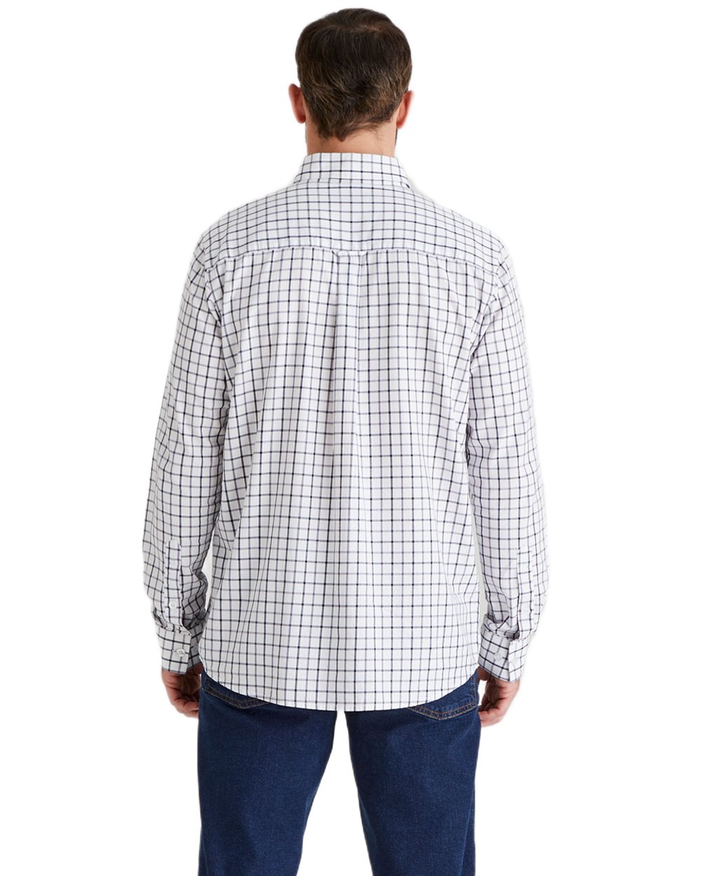 Navy coloured Ridgeline Mens Sedgebrook Shirt on white background 