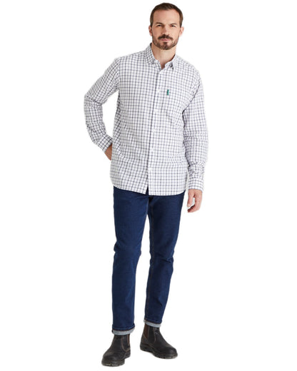 Navy coloured Ridgeline Mens Sedgebrook Shirt on white background 