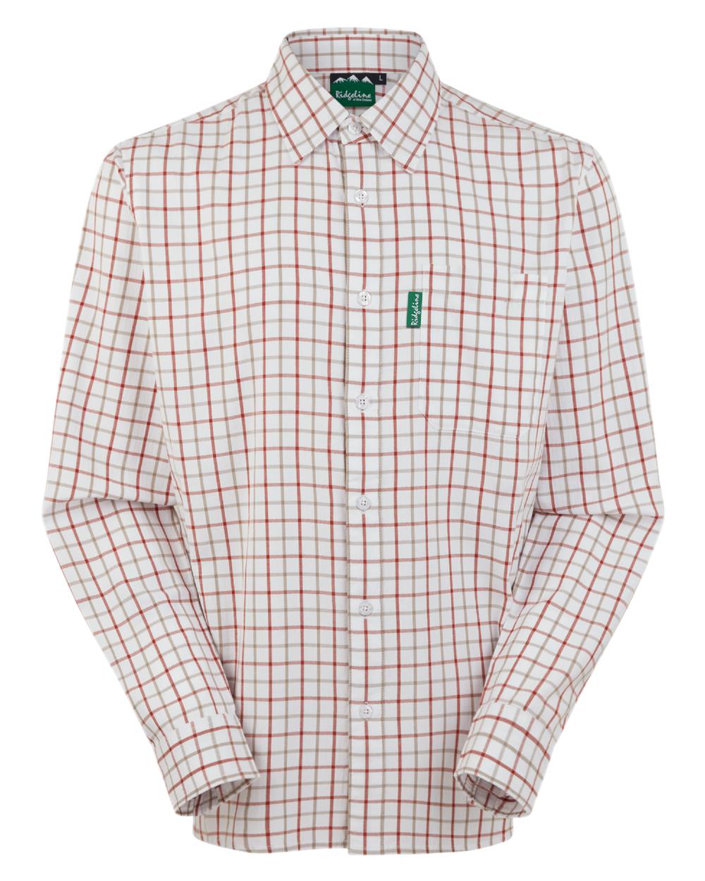 Russet coloured Ridgeline Mens Sedgebrook Shirt on white background 