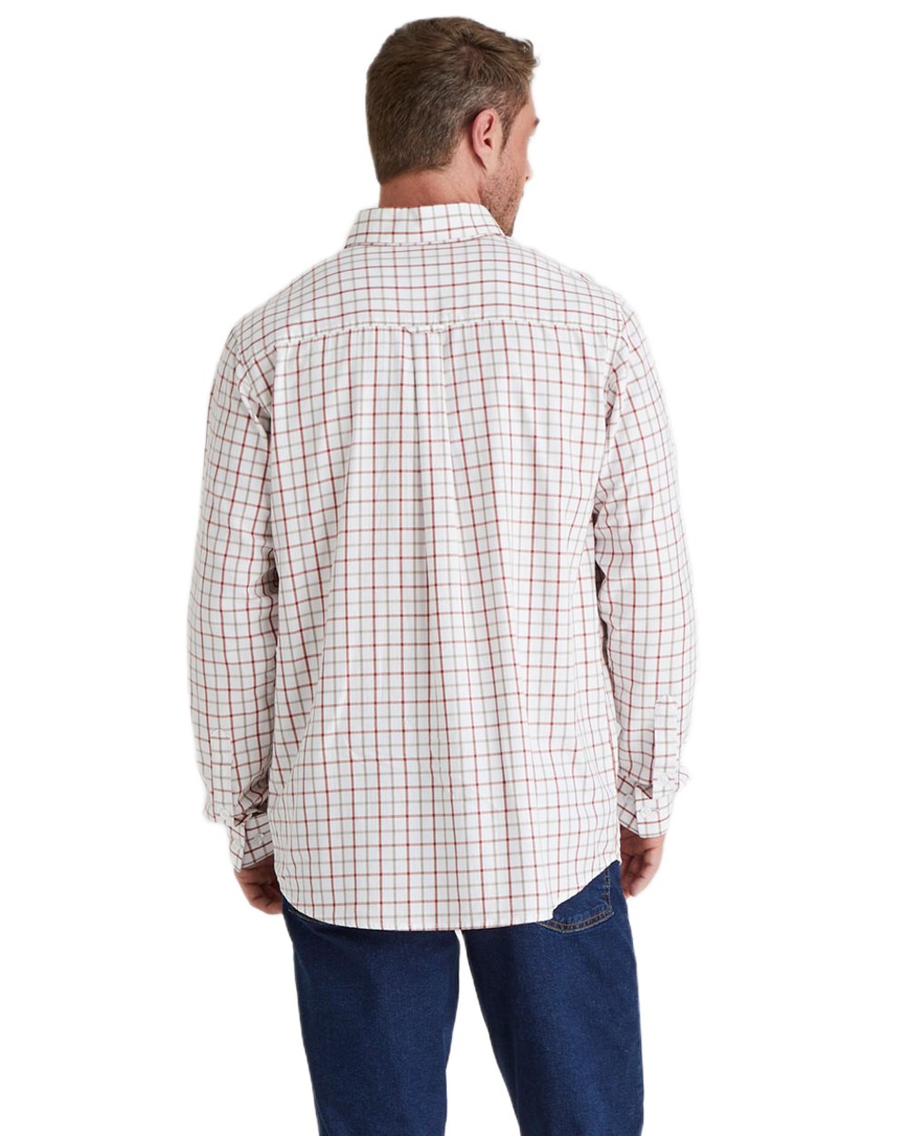 Russet coloured Ridgeline Mens Sedgebrook Shirt on white background 