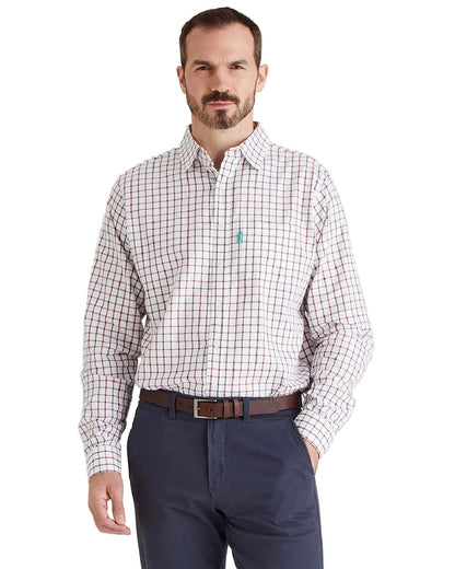 Shale Deep Russet Coloured Ridgeline Mens Sedgebrook Shirt on white background 