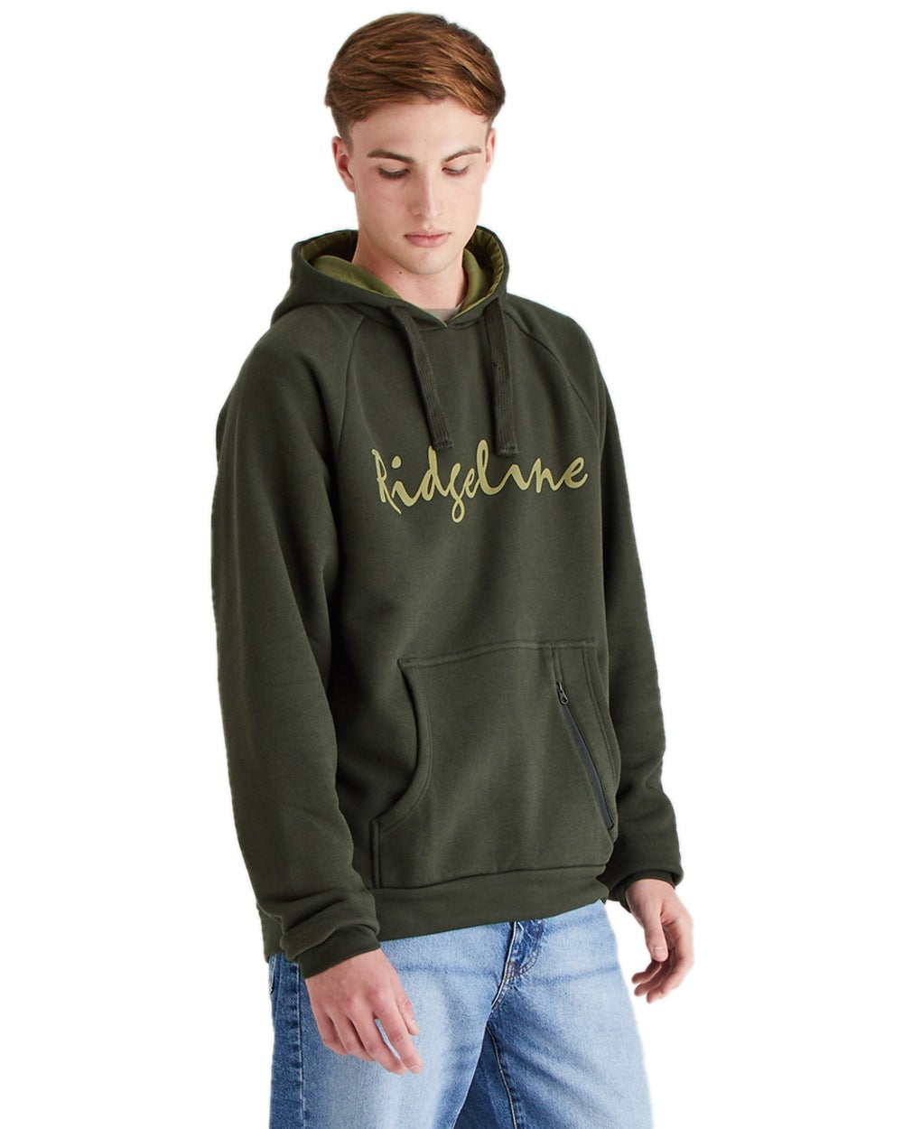 Deep Forest Coloured Ridgeline Mens Signature Hoodie on white background 