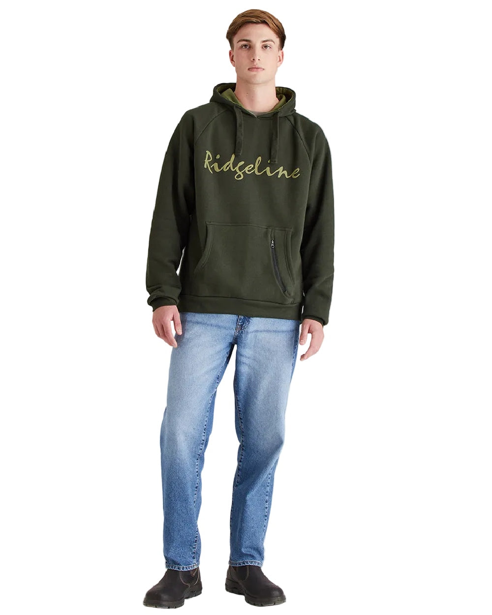 Deep Forest Coloured Ridgeline Mens Signature Hoodie on white background 