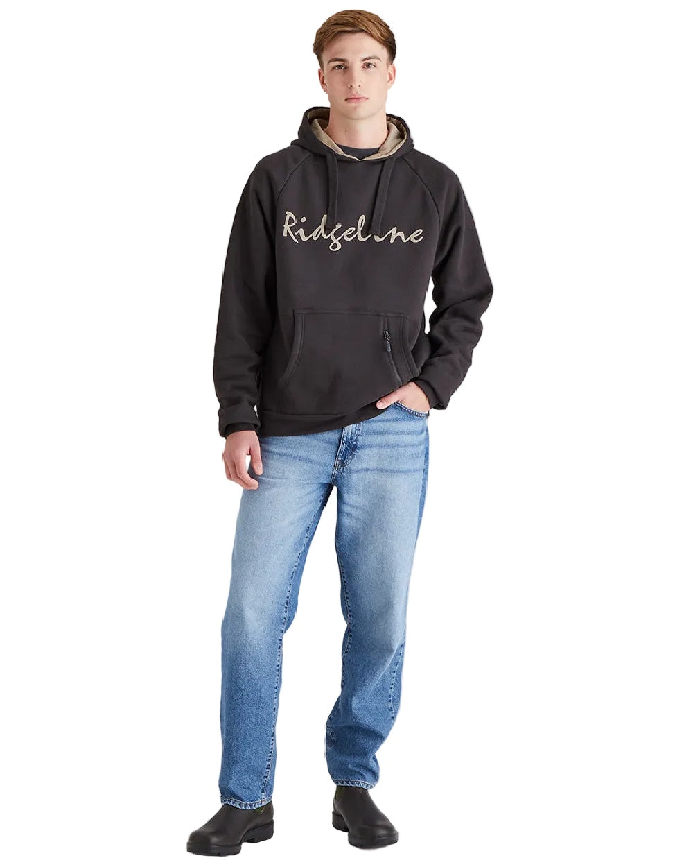Shale Coloured Ridgeline Mens Signature Hoodie on white background 