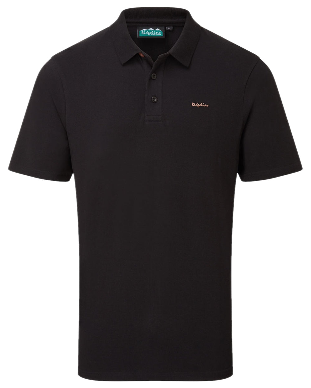 Black Coloured Ridgeline Mens Signature Polo Shirt on white background 