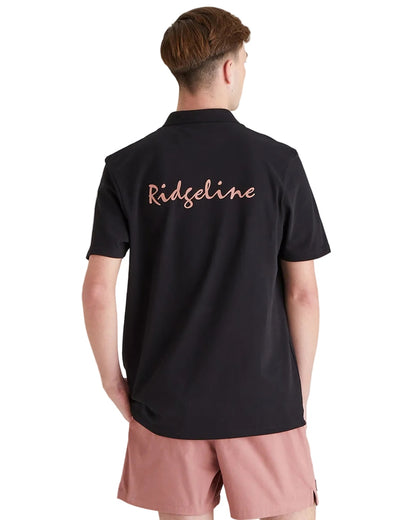 Black Coloured Ridgeline Mens Signature Polo Shirt on white background 