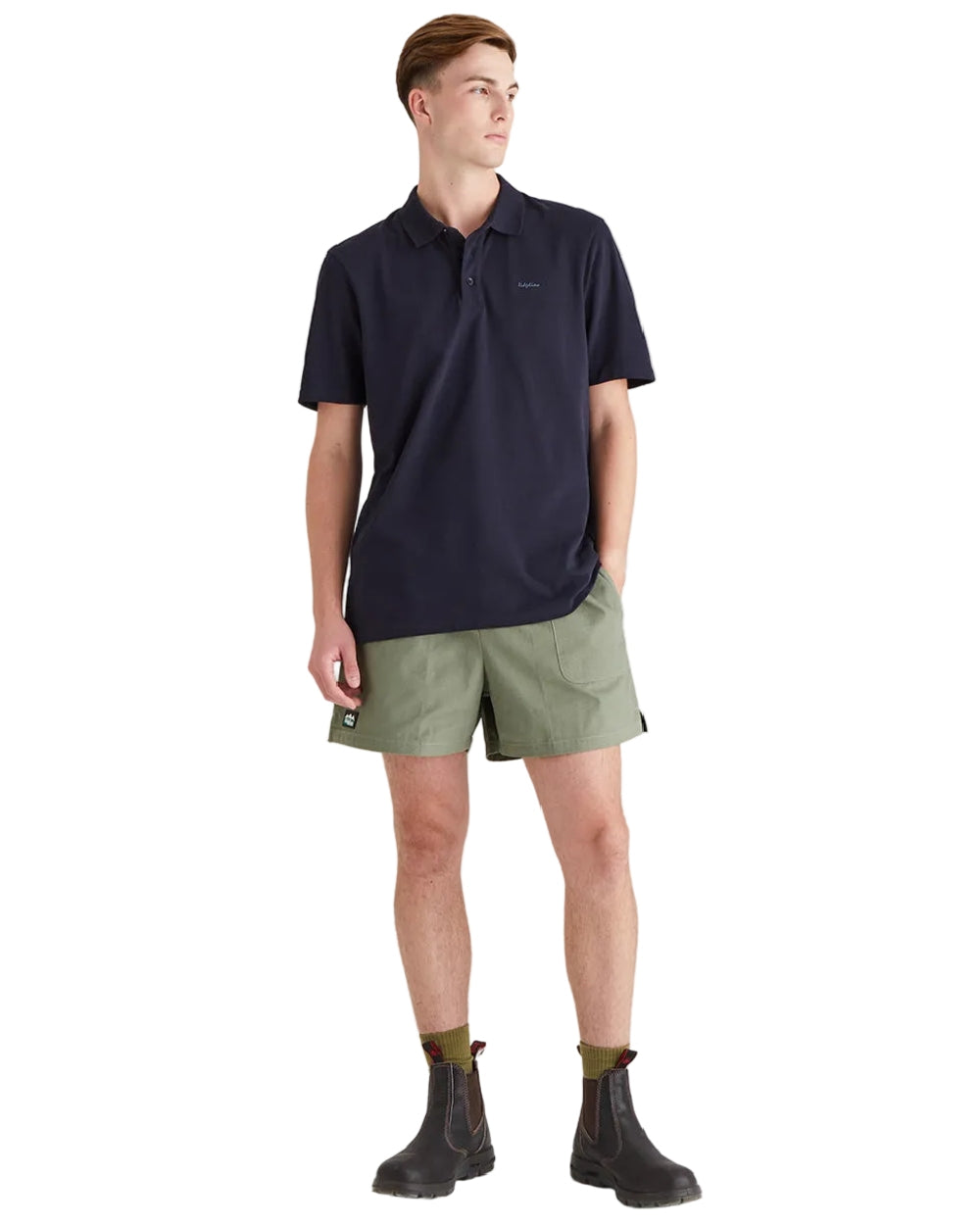 Navy Coloured Ridgeline Mens Signature Polo Shirt on white background 
