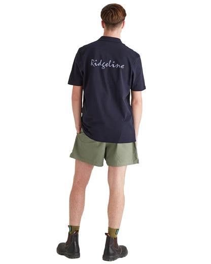 Navy Coloured Ridgeline Mens Signature Polo Shirt on white background 