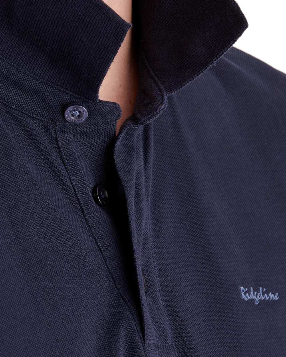 Navy Coloured Ridgeline Mens Signature Polo Shirt on white background 