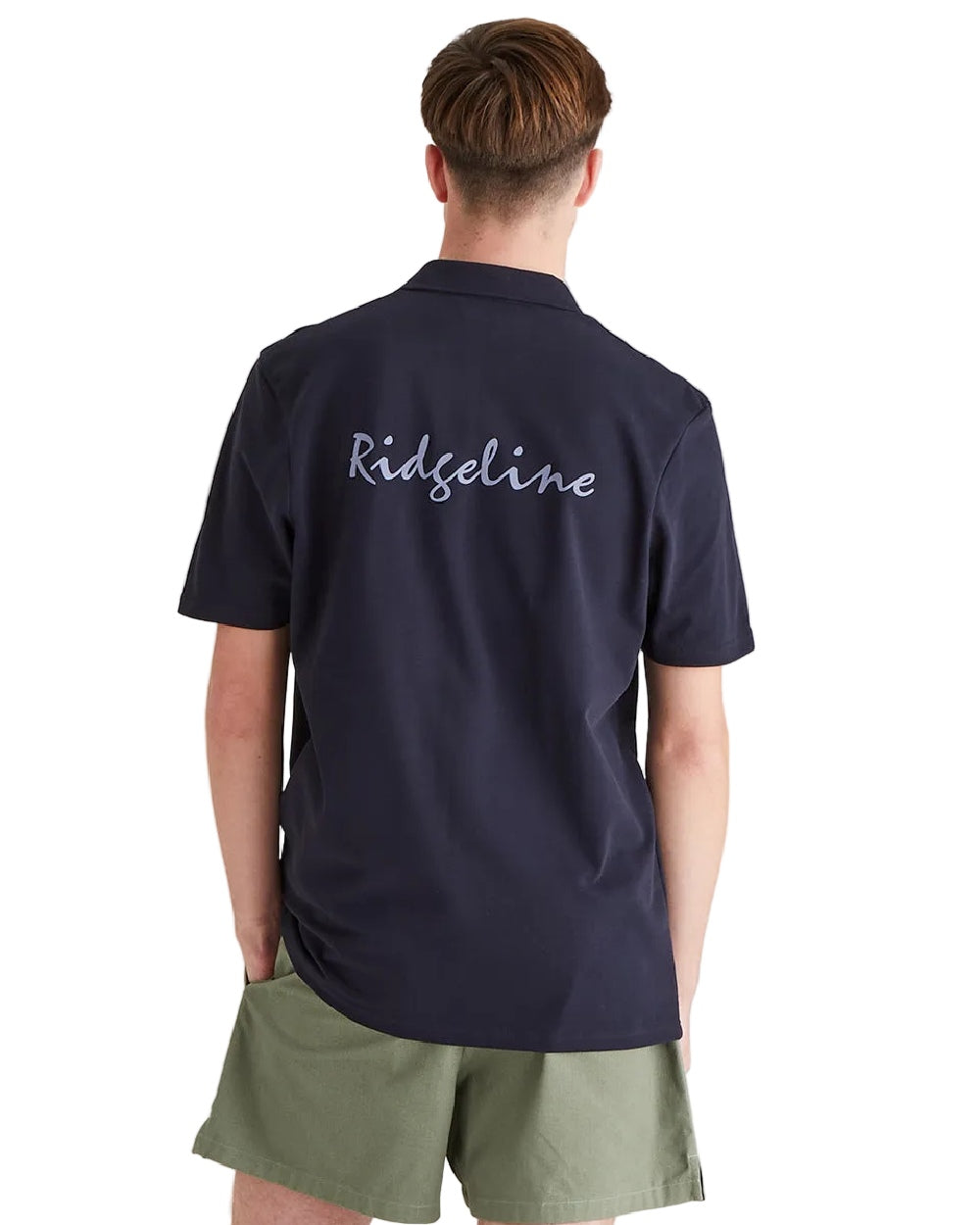 Navy Coloured Ridgeline Mens Signature Polo Shirt on white background 
