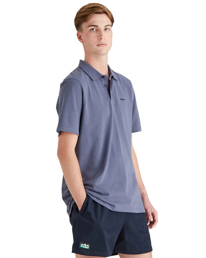 Storm Coloured Ridgeline Mens Signature Polo Shirt on white background 
