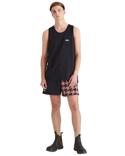 Black Coloured Ridgeline Mens Signature Singlet on Top white background 