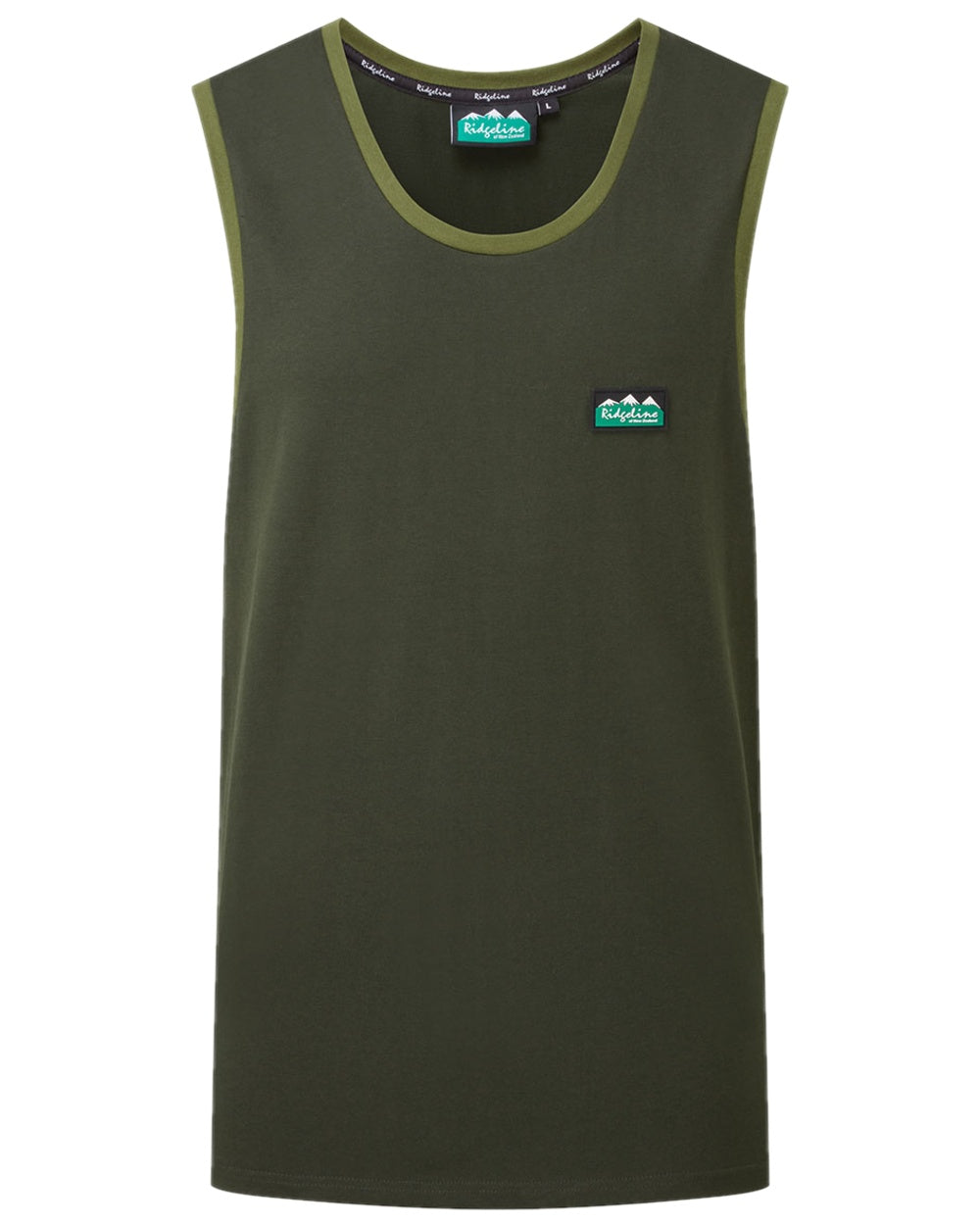 Deep Forest Coloured Ridgeline Mens Signature Singlet Top on white background 