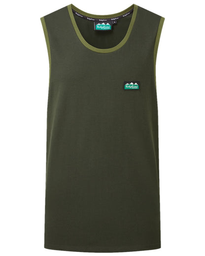 Deep Forest Coloured Ridgeline Mens Signature Singlet Top on white background 