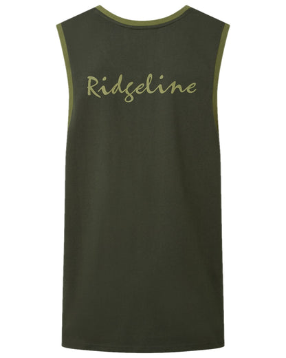 Deep Forest Coloured Ridgeline Mens Signature Singlet Top on white background 