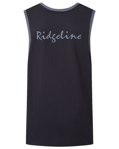 Navy Coloured Ridgeline Mens Signature Singlet Top on white background 